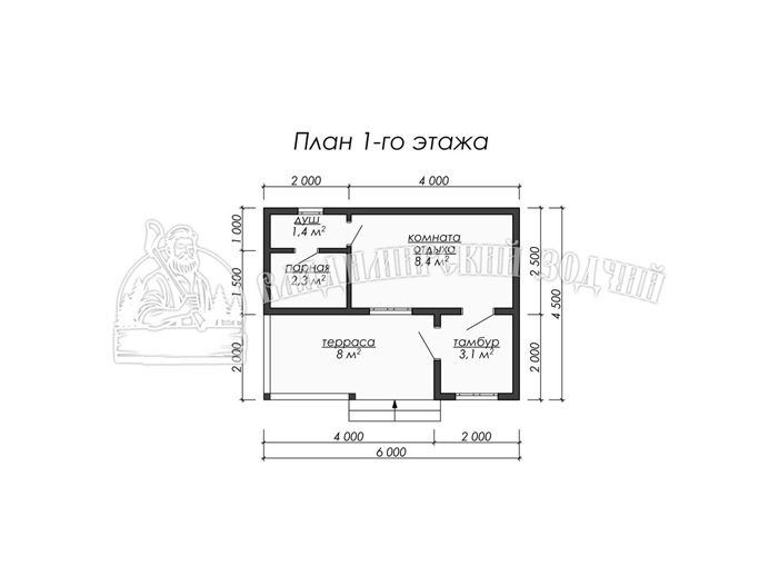 Проект Баня из бруса ББ006