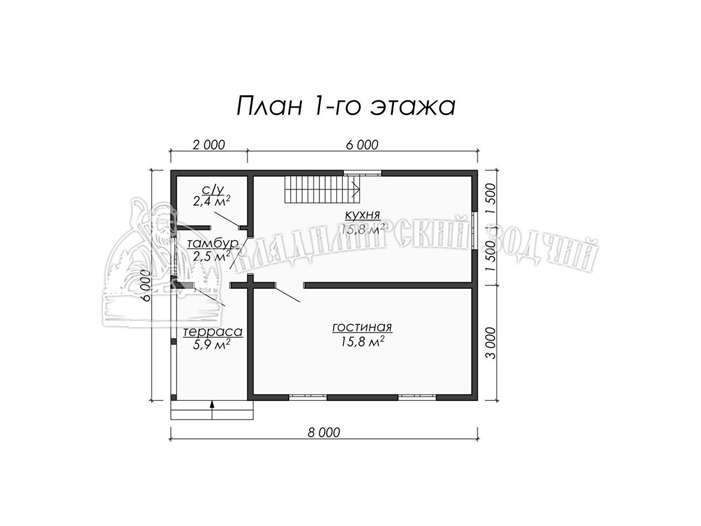 Проект Дом из бруса ДБ002