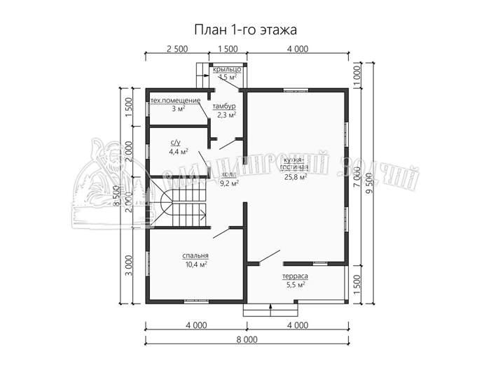 Проект Дом из бруса ДБ183